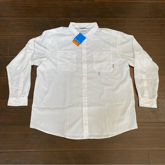 New With Tags Columbia Men's Fishing Omni-Shade Button Up Shirt White Size XXL - Picture 1 of 7